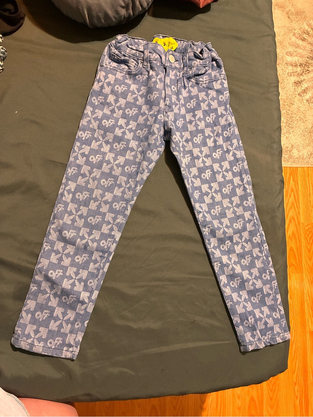 Off-White Light Blue Logo Print Kids Jeans Virgil Abloh